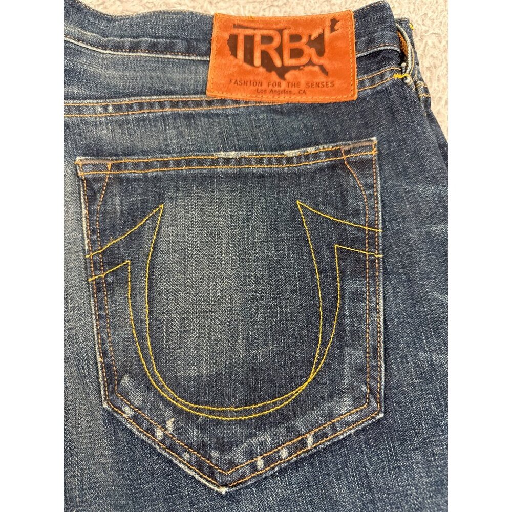 True Religion Mens 38 Bobby Blue Jeans 90s Y2K Buttons Casual Comfort Western - Picture 11 of 13